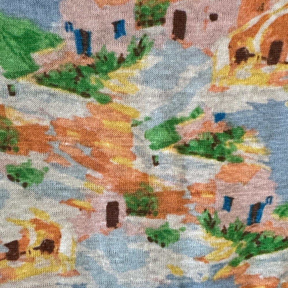 Cynthia Rowley Scenic Print Short Sleeve Top - Blue, Orange, Green - Picture 3 of 4